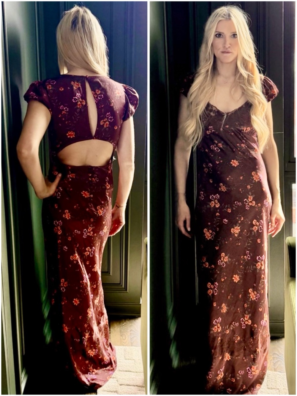 Free People Butterfly Babe Cutout Lace Maxi Dress - Floral Brown - Picture 15 of 15